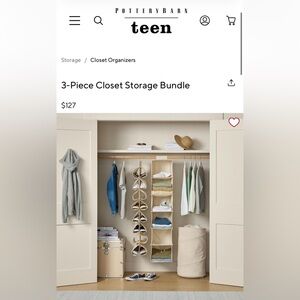 NWT Pottery Barn Teen 3-Piece Closet Storage Bundle in Oat